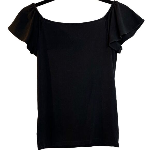 Lauren Ralph Lauren Flutter Sleeve Blouse Black Size XS Petite - Picture 2 of 4